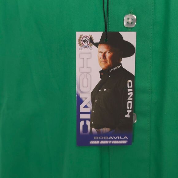 Cinch NWT Men's XL Flip Cuff Button Shirt Long Sleeve Green NEW - Picture 6 of 11